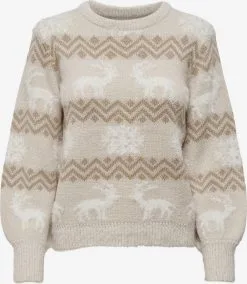 ONLY Fijngebreide Truien Trui XMAS Dames Lichtbeige