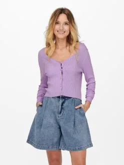 ONLY Vesten Gebreid Vest AGGI Dames Lichtlila -ONLY Elegant winkel 01f33b15ee055ceec609145e2e03abc2