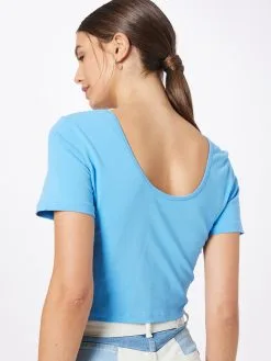 ONLY T-shirts Shirt Dames Lichtblauw / Wit -ONLY Elegant winkel 04ba35df22365f298829f67cc92edabb