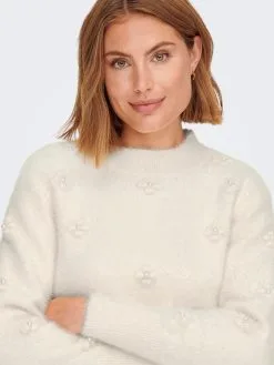 ONLY Fijngebreide Truien Trui Madelyn Dames Natuurwit -ONLY Elegant winkel 05302bbddc7fcec5a03211e3eb7cbadb