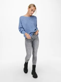 ONLY Fijngebreide Truien Trui Daniella Dames Smoky Blue -ONLY Elegant winkel 05b193c7d2ce2863eceda1753f21e750