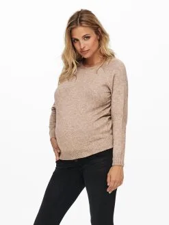 ONLY MATERNITY Fijngebreide Truien Trui Lesly Dames Donkerbeige -ONLY Elegant winkel 06cfd75d30621feef1ca04dedb7ec7c3