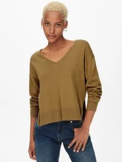 ONLY Basic Truien Trui RHIA Dames Bruin -ONLY Elegant winkel 0711272ac44c69df20b415ca099c9fd6