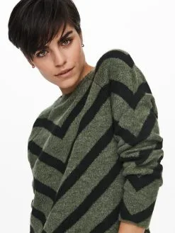 ONLY Fijngebreide Truien Trui Eliza Dames Kaki -ONLY Elegant winkel 0c4feec41a2751c63727aed128591fac