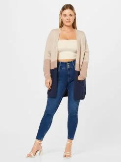 ONLY CARMAKOMA Vesten Gebreid Vest Dames Beige / Sand / Navy -ONLY Elegant winkel 0e2e2c95a34a35de7294f01a2d8a1e29