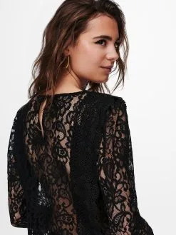 ONLY Longsleeves Shirt Karo Dames Zwart -ONLY Elegant winkel 0e5a2f6ccf0f274efd62498c04adca9d