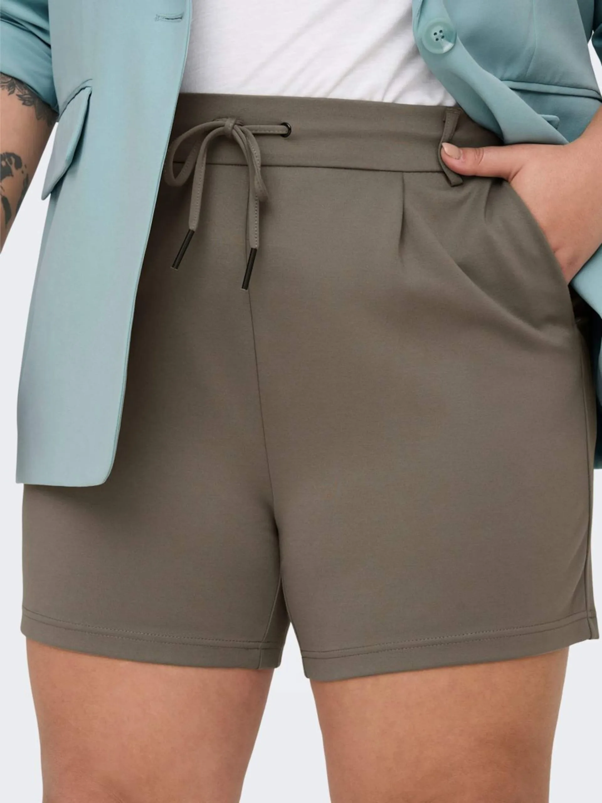 ONLY CARMAKOMA Shorts Regular Bandplooibroek Dames Kaki 6 ONLY CARMAKOMA Shorts Regular Bandplooibroek Dames Kaki - Afbeelding 6