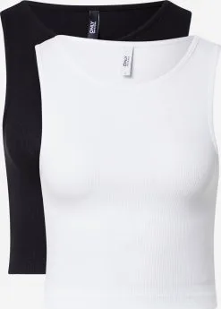 ONLY Crop Tops Top Kenya Dames Zwart / Wit