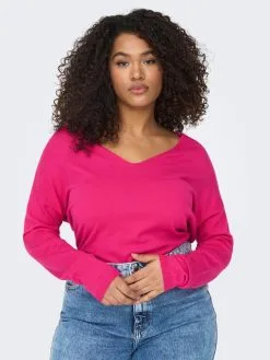 ONLY CARMAKOMA Basic Truien Trui Lella Dames Fuchsia -ONLY Elegant winkel 139fa373839833d880e34f166475844d