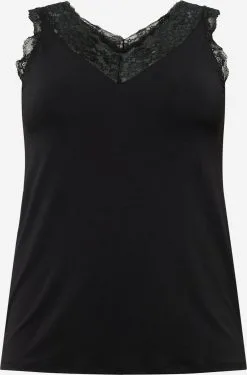 ONLY CARMAKOMA Kanten Tops Top BENNEDIKTE Dames Zwart