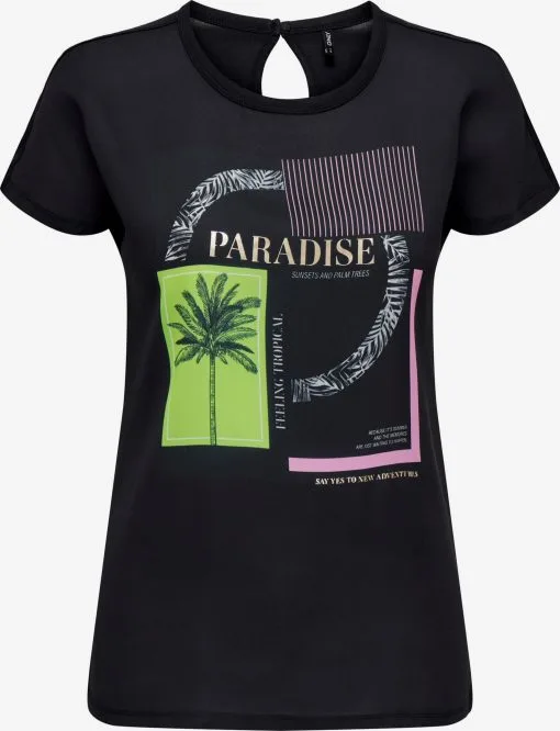 ONLY T-shirts Shirt FLORA Dames Zwart -ONLY Elegant winkel 192e322bb2c2ea32799da5731a40f19b