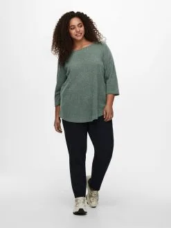 ONLY CARMAKOMA Shirts Met 3/4 Mouw Shirt Dames Groen -ONLY Elegant winkel 1b85f0eddc3567fb656e8963bdcb83c9