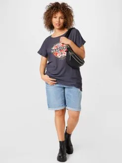 ONLY CARMAKOMA T-shirts Shirt KETTY Dames Donkergrijs -ONLY Elegant winkel 1e36386ec7672f05c2ef816ca63ff7e2