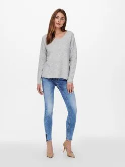 ONLY Fijngebreide Truien Trui Camilla Dames Grijs Gemêleerd -ONLY Elegant winkel 1edc67523f0899fd1b39da916bf2e1b0