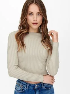 ONLY Fijngebreide Truien Trui RACHEL Dames Grijs -ONLY Elegant winkel 2018c976e55e79bab57ae12e49fd5a1a