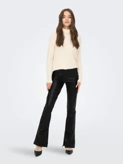 ONLY Leren Broeken Flared Leggings STAR Dames Zwart -ONLY Elegant winkel 2056a1fb2d13070fc0cdd44fe779493f