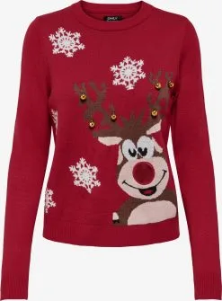 ONLY Fijngebreide Truien Trui Xmes Bell Dames Merlot