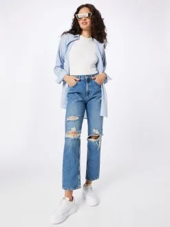 ONLY Straight Regular Jeans ROBYN Dames Blauw -ONLY Elegant winkel 217310b8a45fe32d5f0455d7a8c6f18d