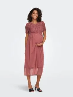 ONLY MATERNITY Midi Jurken Jurk Dames Fuchsia -ONLY Elegant winkel 2457fe321f07cd727e9360b3167da579