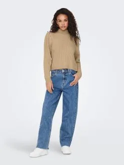 ONLY Fijngebreide Truien Trui Laura Dames Bruin -ONLY Elegant winkel 247dd3c99863ea333cb7947ad78ab555