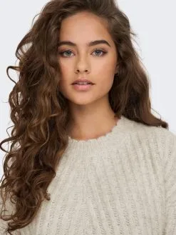 ONLY Fijngebreide Truien Trui NEW Dames Stone Grey -ONLY Elegant winkel 2666abd78afa59fb5309f1c5c96a1741