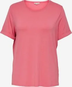 ONLY CARMAKOMA T-shirts Shirt Dames Watermeloen Rood