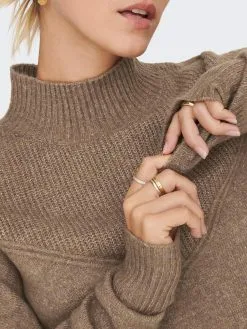 ONLY Fijngebreide Truien Trui Dames Ombergrijs -ONLY Elegant winkel 2a3501cb4b5810fd1761befa0a72c169