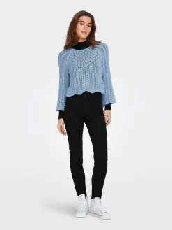 ONLY Fijngebreide Truien Trui Nola Dames Lichtblauw -ONLY Elegant winkel 2d0998778e590292032b7c589f850c5d