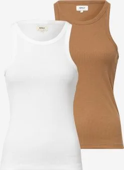 ONLY Tanktops Top LINDSAY Dames Karamel / Wit