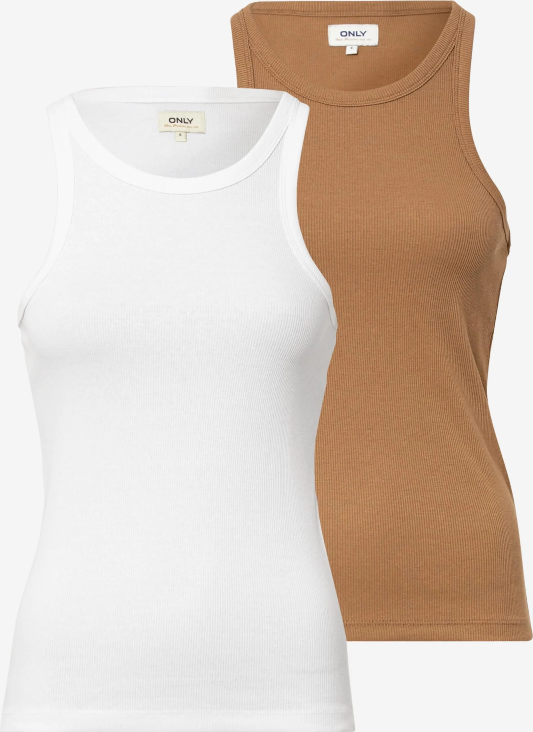 ONLY Tanktops Top LINDSAY Dames Karamel / Wit 1 ONLY Tanktops Top LINDSAY Dames Karamel / Wit