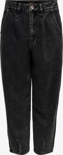 ONLY Jeans Tapered Bandplooi Jeans VERNA Dames Zwart
