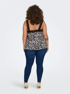 ONLY CARMAKOMA Kanten Tops Top Dames Grijs / Zwart -ONLY Elegant winkel 31ddc68ace8ff5cdf80da6287ea3dd53