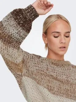 ONLY Fijngebreide Truien Trui Almira Dames Bruin / Lichtbruin / Donkerbruin -ONLY Elegant winkel 34cc2a63036877ff1898eaf5b80e1cf8