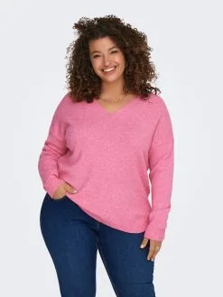 ONLY CARMAKOMA Fijngebreide Truien Trui Dames Lichtroze -ONLY Elegant winkel 356054eb4fb1a0da111c330f5a62c071