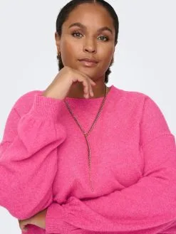 ONLY CARMAKOMA Fijngebreide Truien Trui Dames Fuchsia -ONLY Elegant winkel 35ad249b70d62c3f8beb07f500fe6606