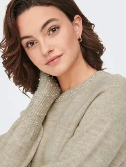 ONLY Fijngebreide Truien Trui Alexis Dames Stone Grey -ONLY Elegant winkel 36e666f5f6d5cd614ff1b466dce0f727