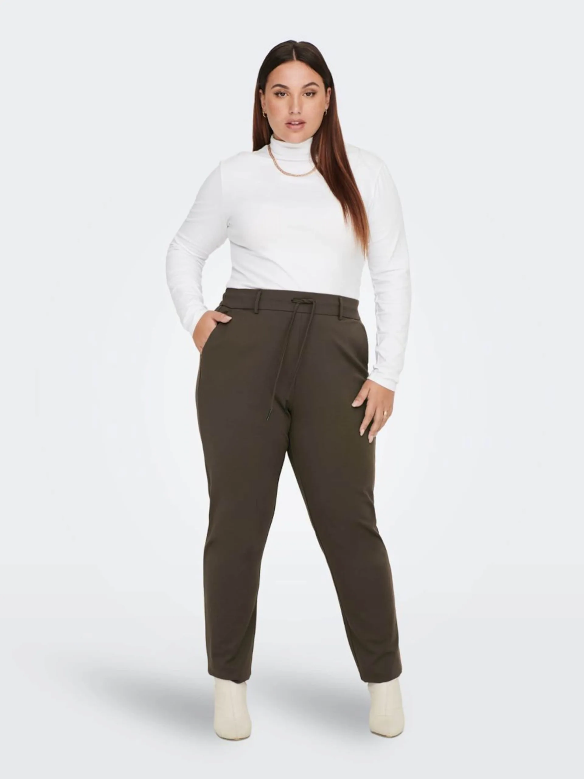 ONLY CARMAKOMA Pantalons Tapered Broek Dames Bruin 4 ONLY CARMAKOMA Pantalons Tapered Broek Dames Bruin - Afbeelding 4