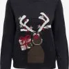 ONLY Fijngebreide Truien Trui XMAS HAPPY Dames Nachtblauw