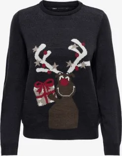ONLY Fijngebreide Truien Trui XMAS HAPPY Dames Nachtblauw