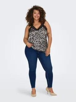 ONLY CARMAKOMA Kanten Tops Top Dames Grijs / Zwart -ONLY Elegant winkel 384ce05428d9f236fd15d845935167bc