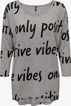 ONLY Shirts Met 3/4 Mouw Shirt ELCOS Dames Grijs Gemêleerd