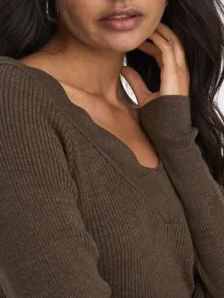ONLY Fijngebreide Truien Trui Dames Chocoladebruin -ONLY Elegant winkel 38837c63eeaa8d63af654deab20fdbbe