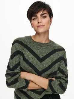 ONLY Fijngebreide Truien Trui Eliza Dames Kaki -ONLY Elegant winkel 39cab15ccf7c2229bedad520a1b274d6