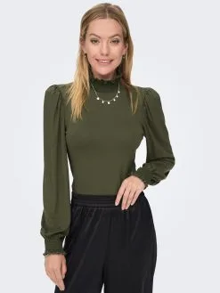 ONLY Longsleeves Shirt Elva Dames Donkergroen -ONLY Elegant winkel 3a52f7d0c917e650db30a44444f8fc0c