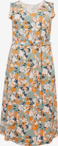 ONLY CARMAKOMA Midi Jurken Jurk Dames Pastelgroen