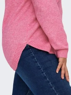 ONLY CARMAKOMA Fijngebreide Truien Trui Dames Lichtroze -ONLY Elegant winkel 4071ff503f6208ad6a79e718deb3a920