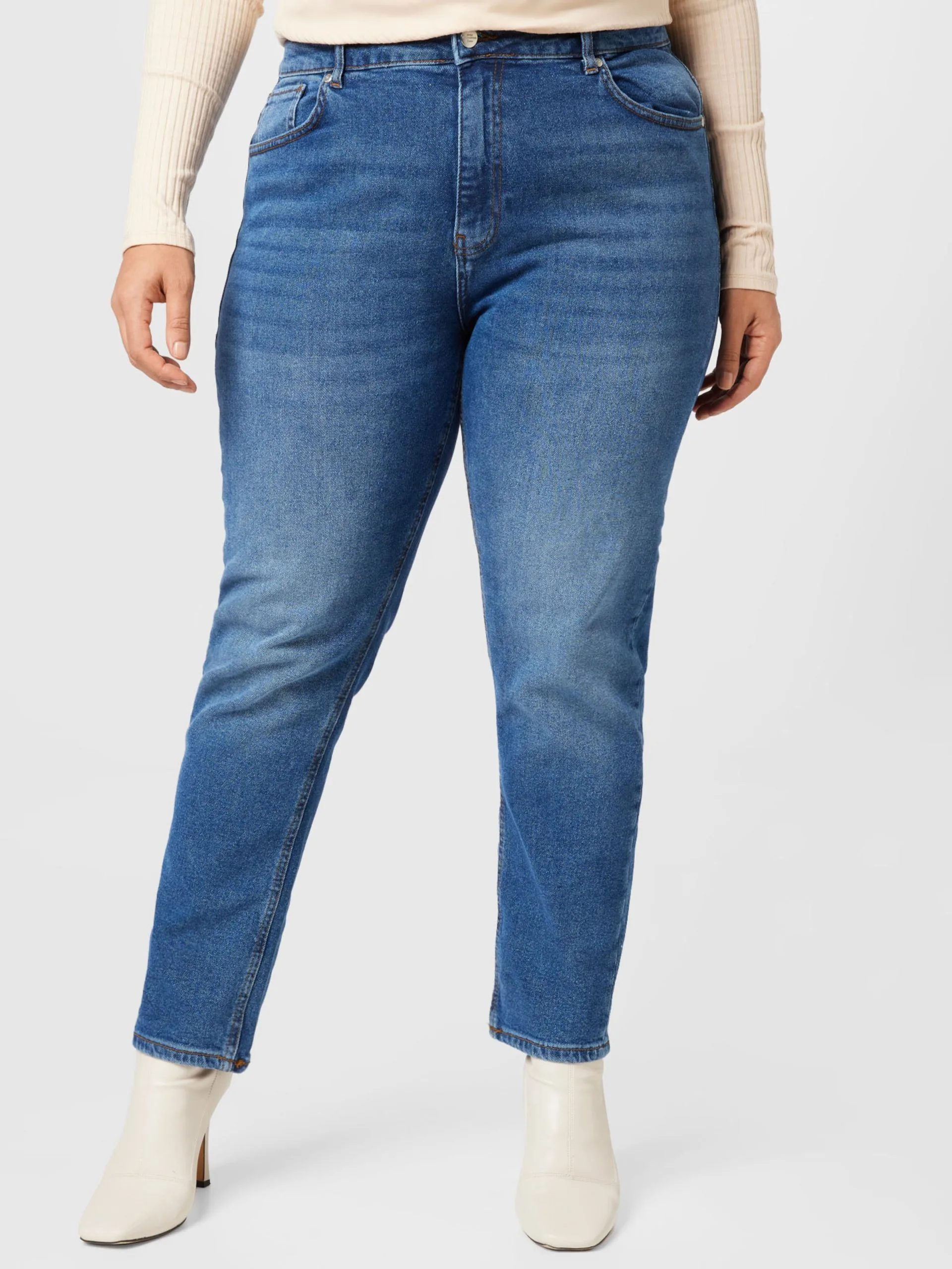 ONLY CARMAKOMA Boyfriend Tapered Jeans Dames Blauw 2 ONLY CARMAKOMA Boyfriend Tapered Jeans Dames Blauw - Afbeelding 2