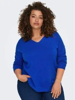 ONLY CARMAKOMA Basic Truien Trui Margareta Dames Royal Blue/koningsblauw -ONLY Elegant winkel 44a2ce3214c47812735fca3d996a6379