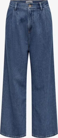 ONLY Jeans Wide Leg Bandplooi Jeans Una Dames Blauw