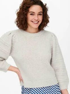 ONLY Fijngebreide Truien Trui Dames Grijs -ONLY Elegant winkel 47d8f9eed588ada890f92cb7620a697b